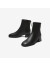 百思图冬季新款时尚简约休闲时装靴粗跟圆头女短靴TD536DD3 黑色 38
