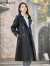 ROWILUX高档黑色高端风衣女中长款2024春季新款流行时尚休闲气质高贵外套 黑色 L115-130斤