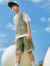 巴拉巴拉【商场同款】男童套装夏季2023款中大童网眼拼接两件套 橄榄绿40801 170cm