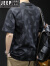 吉普（JEEP）美式印花短袖t恤男士棉夏季2024新款宽松大码潮牌衣服男装体恤 黑色 M