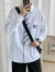 YRYO官方品牌学院风dk制服长袖领带白衬衫男女潮流套装宽松百搭学生班 K028+蓝白领带 S