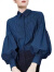 BMOI欧美时尚春季2024年新款女装法式灯笼长袖衬衫女宽松显瘦衬衣上衣 蓝色 条纹 S