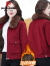 皮尔卡丹（pierre cardin）派克服外套女短款2024年新款棉衣小个子减龄棉服加绒加厚棉袄 红色 M