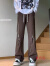 鲁宾克裤子男春夏新款美式潮牌小众设计感拉链运动休闲裤男宽松直筒长裤 黑色 XL(120-140斤)