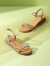 奥康（Aokang）女鞋 2023夏季新款女士坡跟一字带波西米亚风凉鞋潮 粉色 38