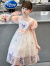 迪士尼（Disney）品牌童装库洛米公主裙女童夏装连衣裙新款儿童夏装短袖裙子网纱裙 粉色 110cm