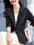 歌珀莱品牌女装真丝印花西装外套2023春夏季新款开衫一粒扣桑蚕丝上衣 黑色 XL