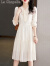 拉夏贝尔（La Chapelle）连衣裙女装2024年春秋季新款时尚休闲百搭优雅气质设计感裙子女 白色 S(建议80斤以内)