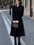 艾柔丹针织连衣裙女秋冬季新款女装名法式赫本风气质名媛两件套套装裙子 黑色 XL
