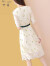 可茵（Keyin）连衣裙女装2024年夏季新款韩版宽松显瘦设计感通勤碎花雪纺裙子女 米白色 2XL【建议125-140斤】