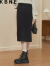 KBNE黑色今年流行针织半身裙女kbne2023冬季设计感暗格学院风裙子 黑色 S