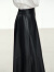 AMII2023秋新款时尚摩登橡筋后腰头PU皮革半身裙女显瘦A字裙子 黑色 170/76A/XL