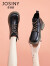 卓诗尼马丁靴女2023年秋冬新款单靴子潮酷英伦风女靴加绒厚底粗跟短靴女 黑色（薄绒） 34