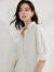 茵曼（INMAN）凉感V领衬衫2024夏季女装新款通勤简约斜门襟收腰中袖衬衣 白色 XL