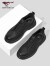七匹狼男鞋运动休闲鞋子男2024新款户外工装鞋厚底增高休闲皮鞋 黑色 38 （标准皮鞋尺码）