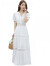 AUVU品牌2024夏季新款白色短袖气质显瘦连衣裙海边度假旅拍沙滩长裙女 白色 M