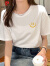皮尔卡丹夏季短袖t恤女装2024新款韩版宽松潮流纯色棉t恤衫女士打底衫上衣 白色 L（110-125斤）