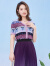 佳人苑针织衫女2023年夏季新款V领卡通提花开衫洋气短袖潮小个子 魔力紫 M