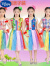 迪士尼（Disney）六一儿童环保衣服女孩时装秀手工DIY幼儿园亲子创意走秀演出服装 蓝红双肩彩裙 90码建议身高80-85cm年龄2-3岁cm