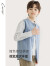 纯一良品（CUNYI）童装男童长袖衬衫儿童衬衣秋季新款中大童条纹拼接立领上衣 蓝色条纹 150cm