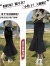 燕浔牛仔裙女2023款设计感小众包臀裙鱼尾裙中长款开叉半身裙 黑色 S