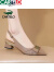 卡帝乐鳄鱼（CARTELO）品牌包头后空凉鞋女低跟2022年真皮粗跟尖头单鞋女夏季小金扣凉鞋 黑色 35