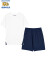 Skechers斯凯奇男女短袖套装夏款抗菌T恤儿童百搭短裤两件套P224K047