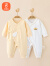 贝瑞加（Babyprints）婴儿连体衣2件初生宝宝纯棉爬服长袖满月服舒适护肚哈衣 黄59
