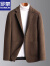 罗蒙（ROMON）秋冬季新款羊毛呢大衣男士短款呢子外套韩版休闲加厚毛呢西装 黑色-加绒加厚 170(90-105斤)