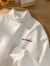 普戈斯美式字母刺绣德绒重磅高领男士t恤长袖秋冬白色内搭打底衫卫衣服 白色 S 90-105斤
