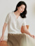 茵曼（INMAN）【商场同款】法式立体提花针织衫2024夏女装新款V领短袖上衣 白色 S