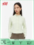 H&M女装针织衫时尚休闲罗纹棉质汗布褶边开衫1206418 浅绿色 155/80