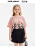 MiniPeace[凉感抑菌]太平鸟菲力猫联名合作系列儿童短袖T恤衫夏装男女宝潮 粉红色 120cm