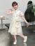 乖妮猫（GUAINIMAO）新中式女童汉服连衣裙夏季儿童国风旗袍裙2024新款女孩洋气公主裙 杏色 150码