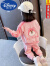 迪士尼女童秋装棒球服套装23新款新款洋气女宝宝春秋季儿童休闲两件套童 粉红色外套 【单外套】 80