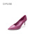 迪芙斯女鞋春季新款单鞋女高跟鞋漆皮尖头细跟节日礼物DF31111114 紫藤色 34