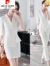 皮尔卡丹（pierrecardin）白色职业西装套装气质女夏季薄款高端美容院店长美容师工作服套裙 长袖-黑色单件西装上衣 S