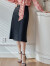 ROEYSHOUSE罗衣优雅鱼尾摆缎面半身裙夏装新款气质纯色修身中长裙06334 黑色 S