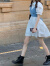 豪凯哥韩版学院风牛仔吊带背心设计感小众外穿连衣裙子两件套装女夏 单件白色裙 XL