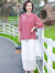 花极雅妈妈装夏装套装2024新款50-60岁中老年女中国风雪纺洋气时尚小衫 粉色两件套 3XL 建议120-135斤