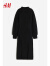 H&M女装连衣裙时尚休闲开衩灯笼袖针织长裙1200688 黑色 155/80 (XS)