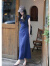 韩哚馨（HANDUOXIN）茶歇法式蓝色连衣裙女夏季2024新款设计感气质显瘦度假长裙 藏蓝色 S
