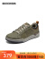 斯凯奇（Skechers）2024新款男鞋休闲板鞋低帮软底鞋缓震舒适系带商务皮鞋210795 橄榄绿/OLV 43