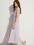 ELLE法式浪漫度假风宽肩无袖连衣裙女2024夏季新款小个子气质裙子 紫色 L