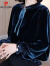 皮尔卡丹金丝绒长袖上衣女装2023秋冬季新款法式衬衫洋气质显瘦打底衫 蓝色 M建议105斤以内