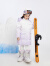安奈儿女童装中长款连帽羽绒服2023冬新款加厚保暖防风外套滑雪服 紫调花 160cm充绒量192g