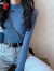 皮尔卡丹2024秋冬新款半高领螺纹打底衫女韩版紧身针织衫内搭毛衣黑色上衣 天蓝色 均码-80-120斤