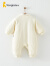 童泰秋冬季1-18个月新生儿婴幼儿宝宝居家内衣夹棉连体衣过年哈衣 米白 73cm
