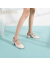 哈森夏季新款水钻粗跟白色玛丽珍包头后空凉鞋女鞋HM222550 米白色 35