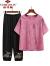 俞兆林（YUZHAOLIN）中老年女装奶奶夏装套装2024新款宽松时尚短袖棉麻老太太60-70岁 红色套装 XL建议（85-100斤）